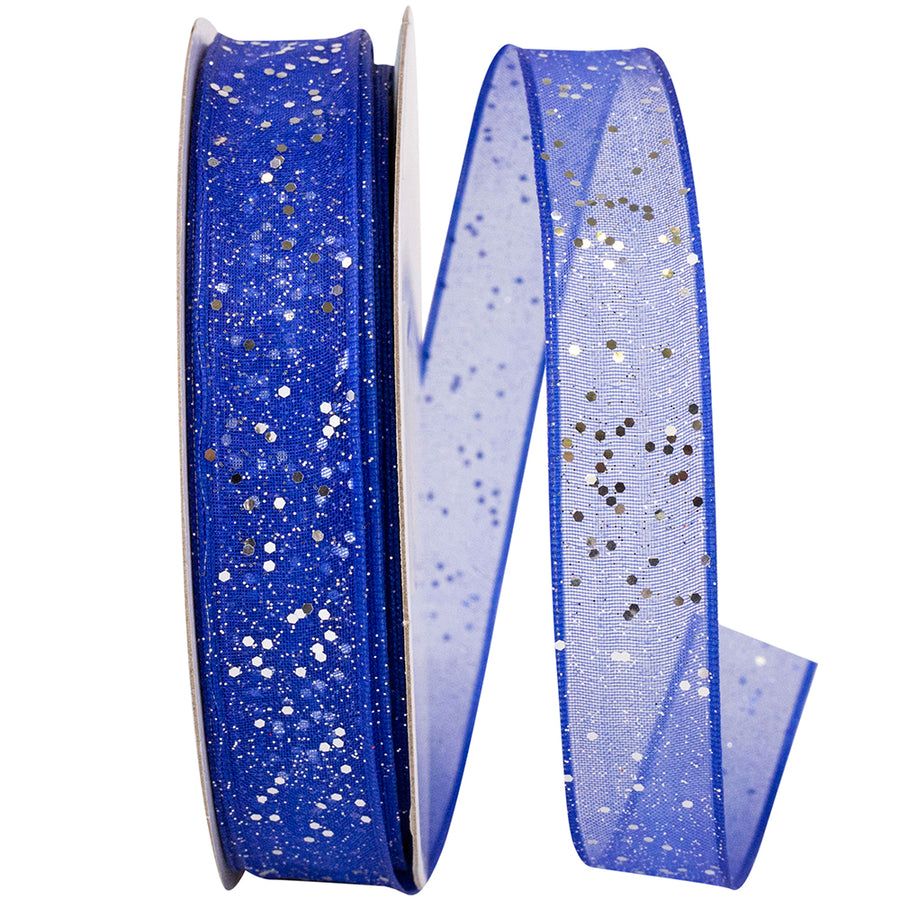 Royal 5 8 Inch Sheer Sparkle Wired Edge Ribbon Rd for Wreaths & Bows