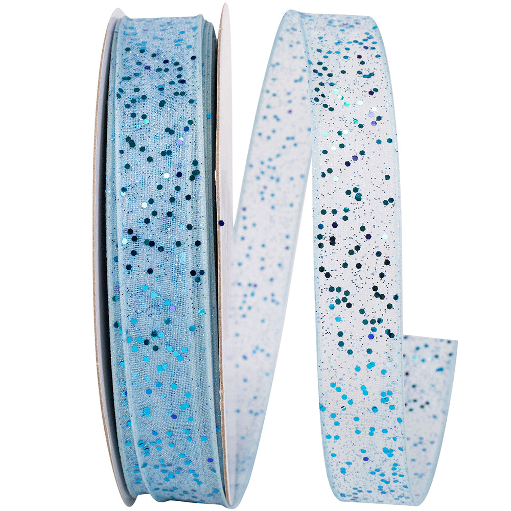 Light 5 8 Inch Sheer Sparkle Wired Edge Ribbon Rd for Wreaths & Bows