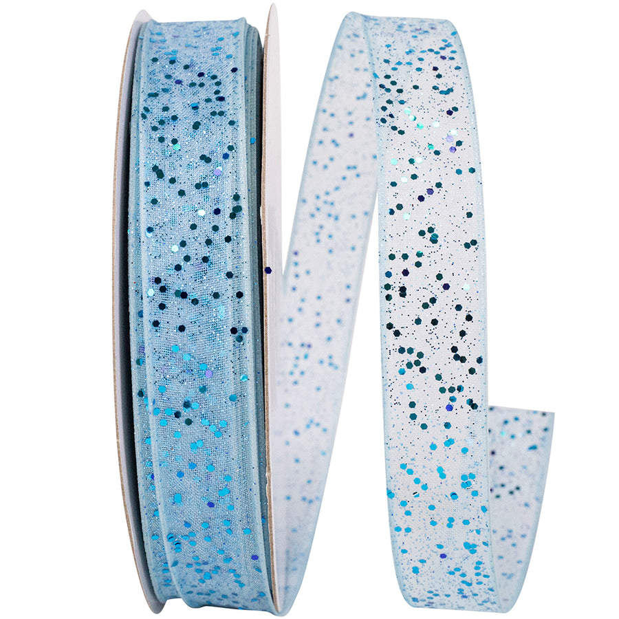 Light 5 8 Inch Sheer Sparkle Wired Edge Ribbon Rd for Wreaths & Bows