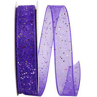 Purple 5 8 Inch Sheer Sparkle Wired Edge Ribbon Rd for Wreaths & Bows