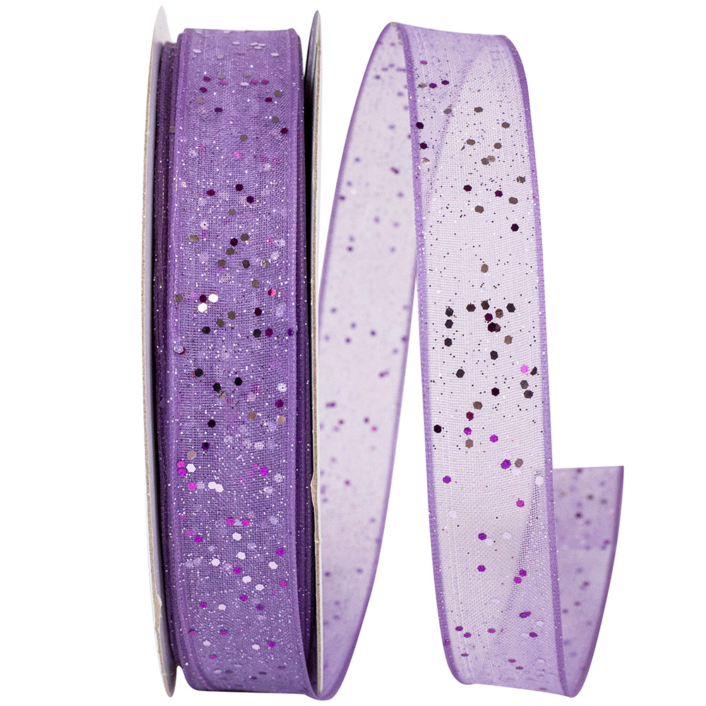 Lavender 5 8 Inch Sheer Sparkle Wired Edge Ribbon Rd for Wreaths & Bows