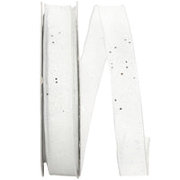 White Silver 5 8 Inch Sheer Sparkle Wired Edge Ribbon Rd for Wreaths & Bows