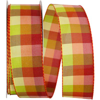 Multi 1-1 2 Inch Fashion Check Woven Wired Edge Ribbon for Wreaths & Bows