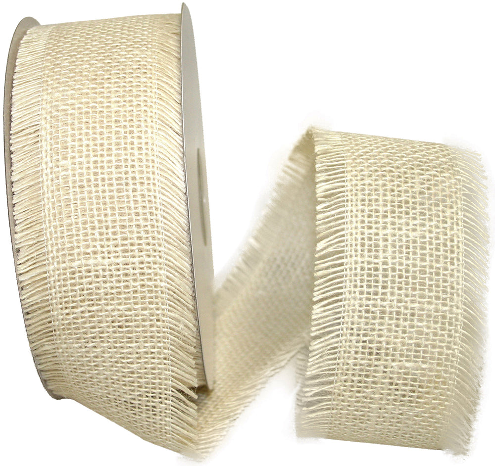Ivory Burlap Weave Ribbon 2-1/2 Inch for Wreaths