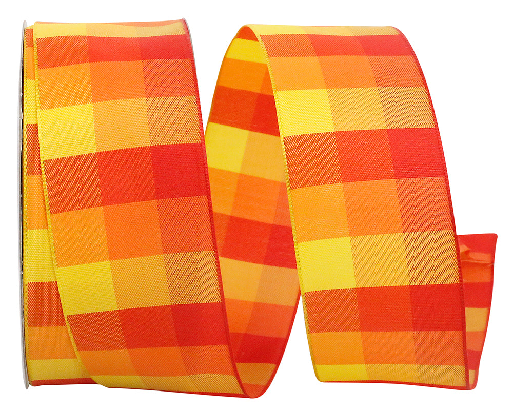Check Clark Wired Edge Ribbon 1-1/2 Inch Comb. 25 Yards