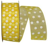 Lemon 1-1 2 Inch Sheer Dots Glee Ribbon Rd for Wreaths & Bows