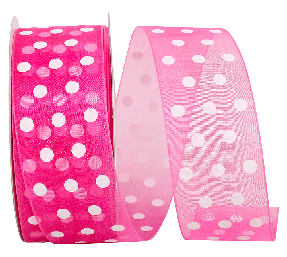 Sherbert 1-1 2 Inch Sheer Dots Glee Ribbon Rd for Wreaths & Bows