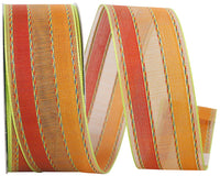 Orange 1-1 2 Inch Stripe Samantha Wired Edge Ribbon for Wreaths & Bows