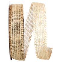 Burlap Weave Wired Edge Ribbon Natural 1-1/2 Inch 25Yds