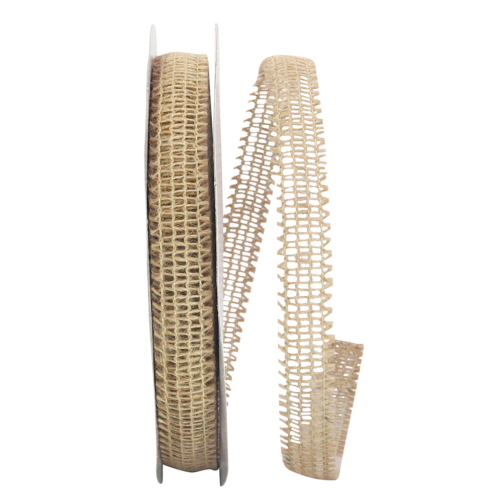 Natural Jute Edge Ribbon 7/8 Inch for Wreaths and Bows
