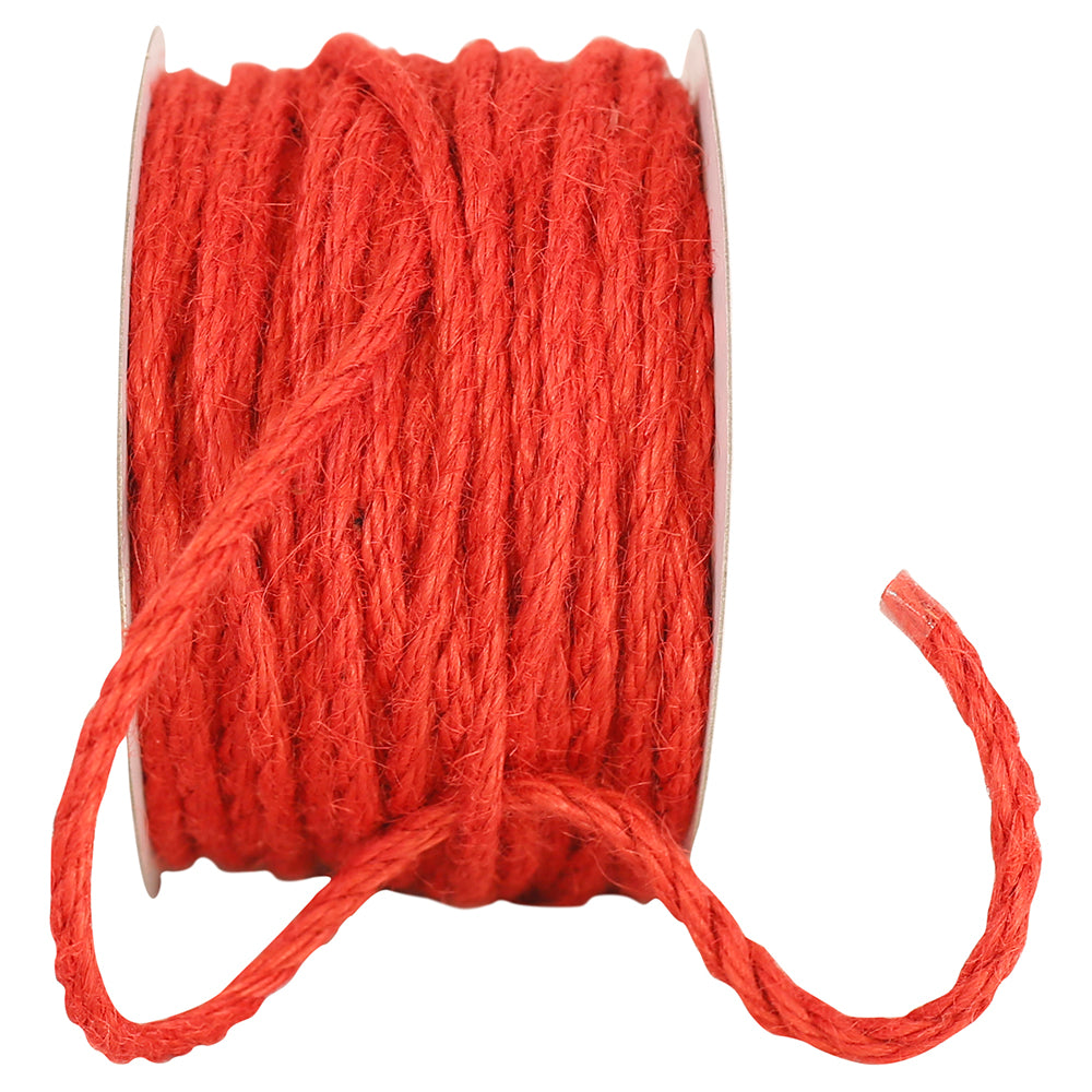 Red Jute Cord 1/8 Inch 25 Yards Firm Finish