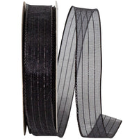 Metallic Organza Stripe Ribbon Black 5/8 Inch for Wreaths