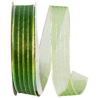 Moss Metallic Organza Stripe Ribbon 5/8 Inch for Bows