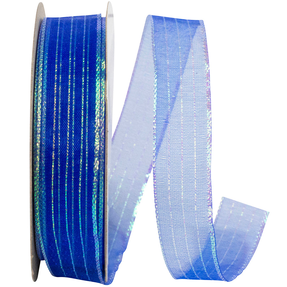 Royal 5/8 Inch Metallic Organza Stripe Ribbon