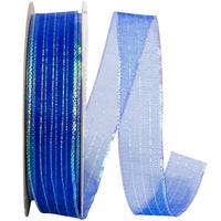 Royal 5/8 Inch Metallic Organza Stripe Ribbon