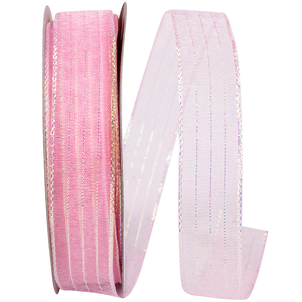 Pink Metallic Organza Ribbon 5/8 Inch for Crafting