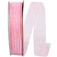 Pink Metallic Organza Ribbon 5/8 Inch for Crafting