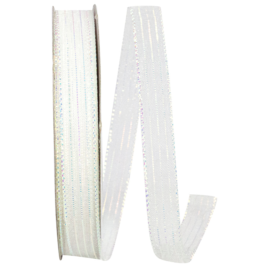 Iridescent Metallic Organza Stripe Ribbon 3/8 Inch for Bows