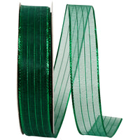 Hunter Metallic Organza Stripe Ribbon 5/8 Inch for Wreaths