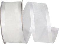 White 1-1 2 Inch Sheer Satin Edge Ribbon for Wreaths & Bows