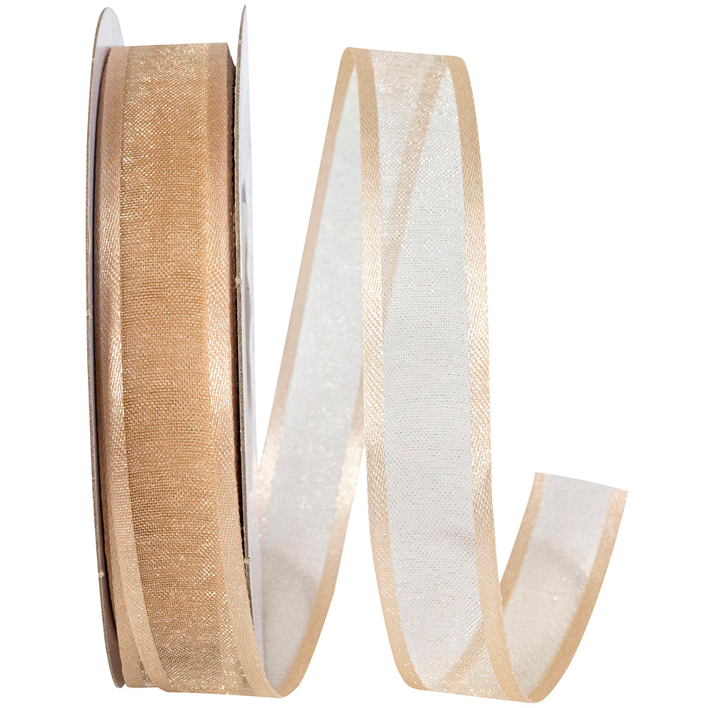 Taupe 5 8 Inch Sheer Satin Edge Ribbon for Wreaths & Bows