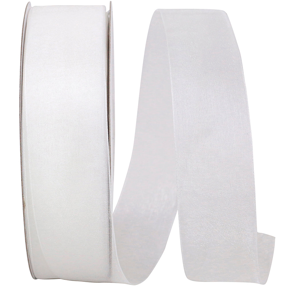 Chiffon Mono Sheer Ribbon White 1-1/2 Inch for Bows