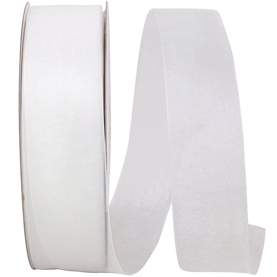 Chiffon Mono Sheer Ribbon White 1-1/2 Inch for Bows