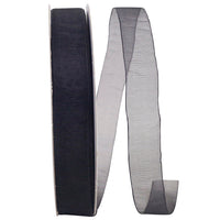 Black Chiffon Mono Sheer Ribbon 7/8 Inch for Wreaths