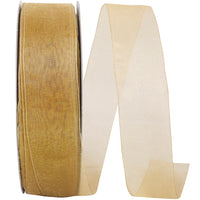 Gold Chiffon Mono Sheer Ribbon 1-1/2 Inch for Bows