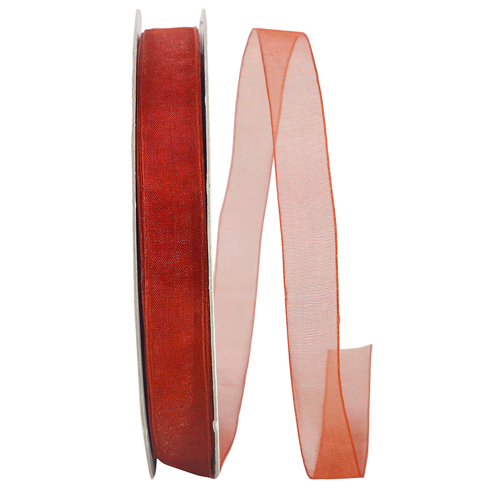 Rust Chiffon Mono Sheer Ribbon 5/8 Inch for Wreaths
