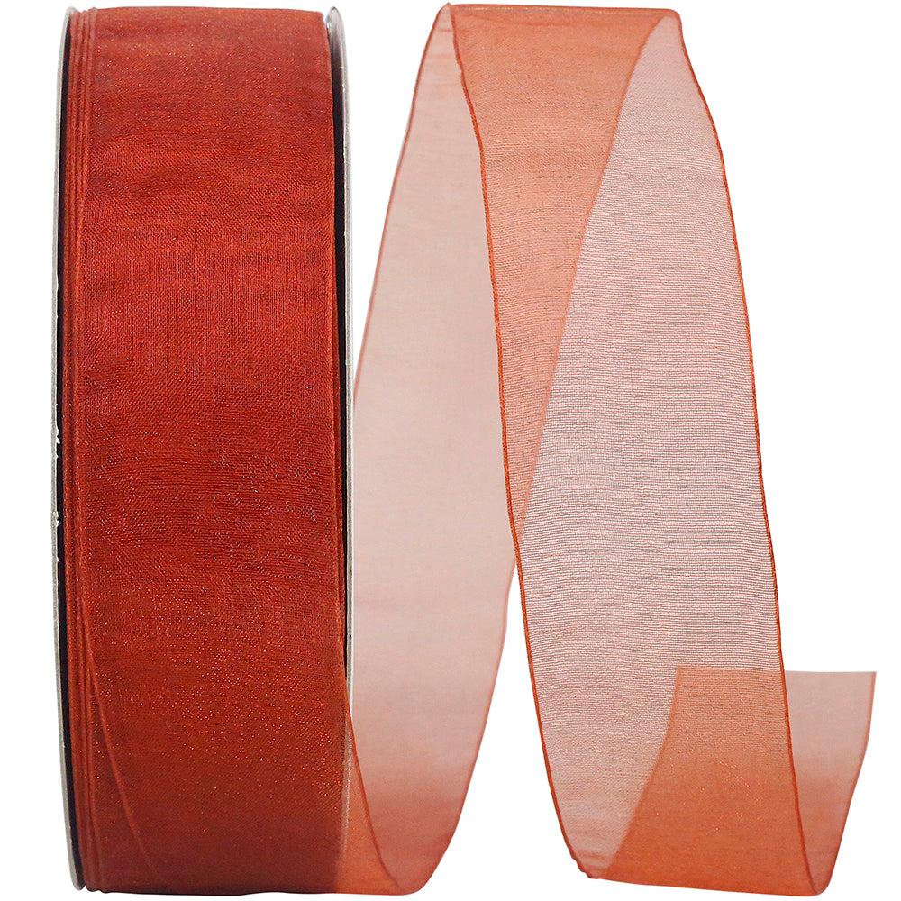 Rust Chiffon Mono Sheer Ribbon 1-1/2 Inch for Wreaths