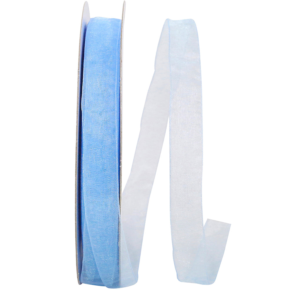 Chiffon Mono Sheer Ribbon Blue 5/8 Inch for Wreaths