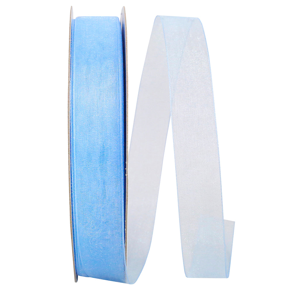 Blue Chiffon Mono Sheer Ribbon 7/8 Inch for Wreaths