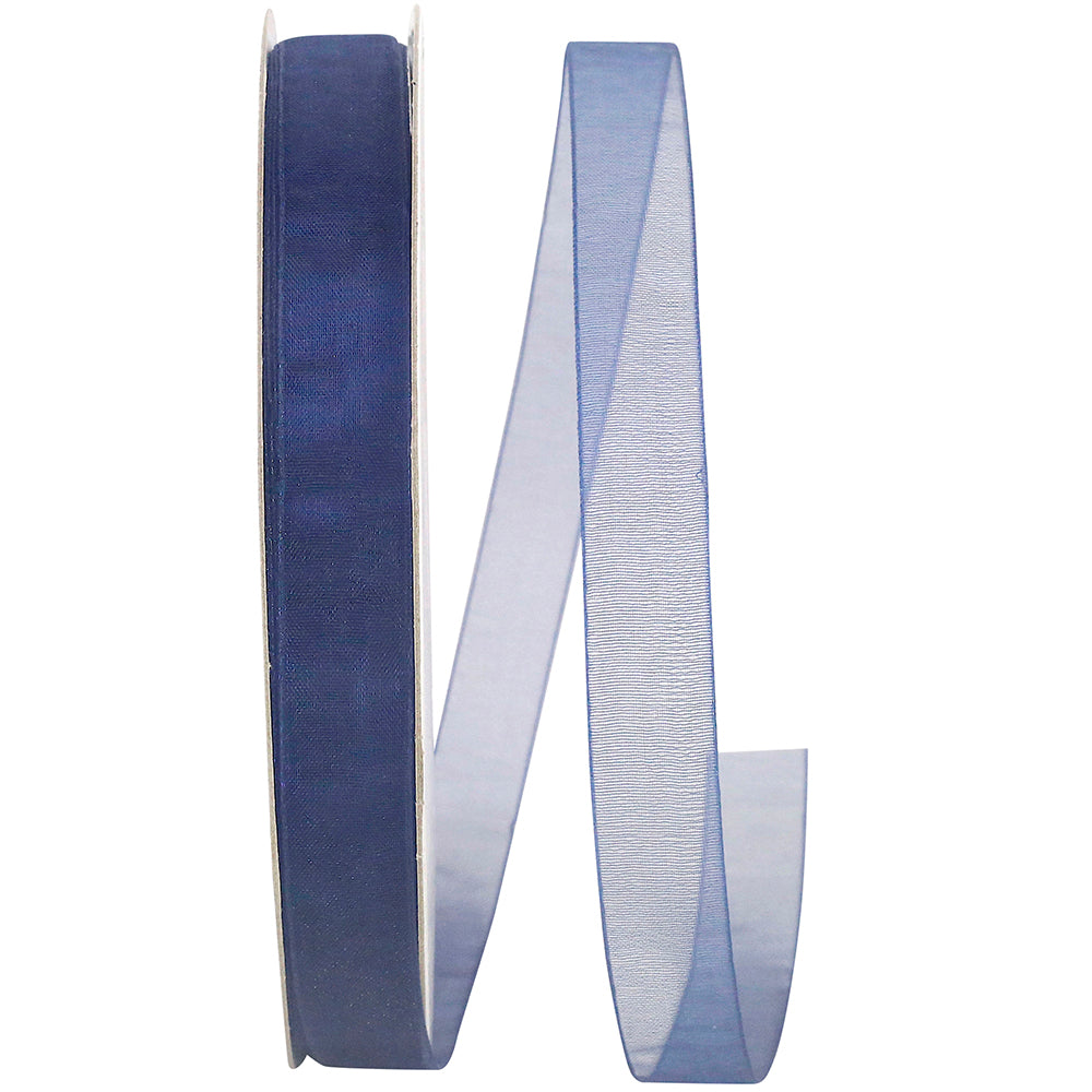 Navy Chiffon Mono Sheer Ribbon 5/8 Inch for Wreaths