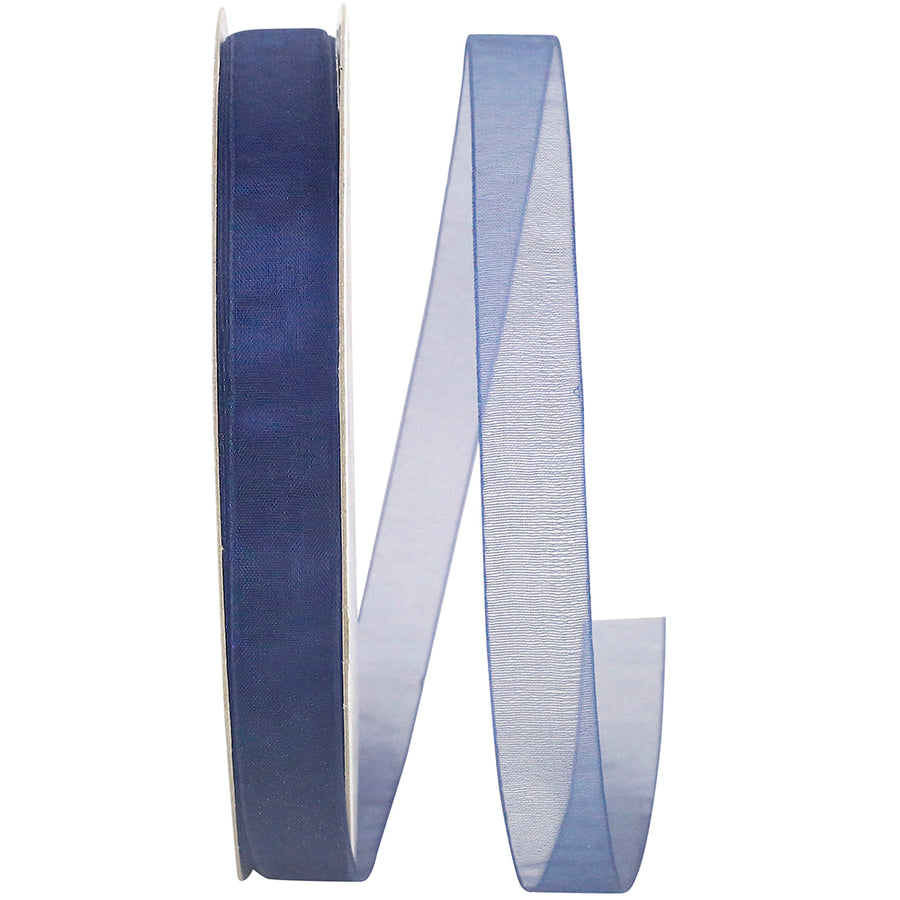 Navy Chiffon Mono Sheer Ribbon 5/8 Inch for Wreaths