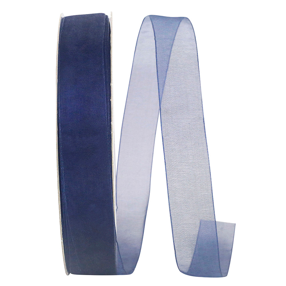 Navy Chiffon Mono Sheer Ribbon 7/8 Inch for Wreaths