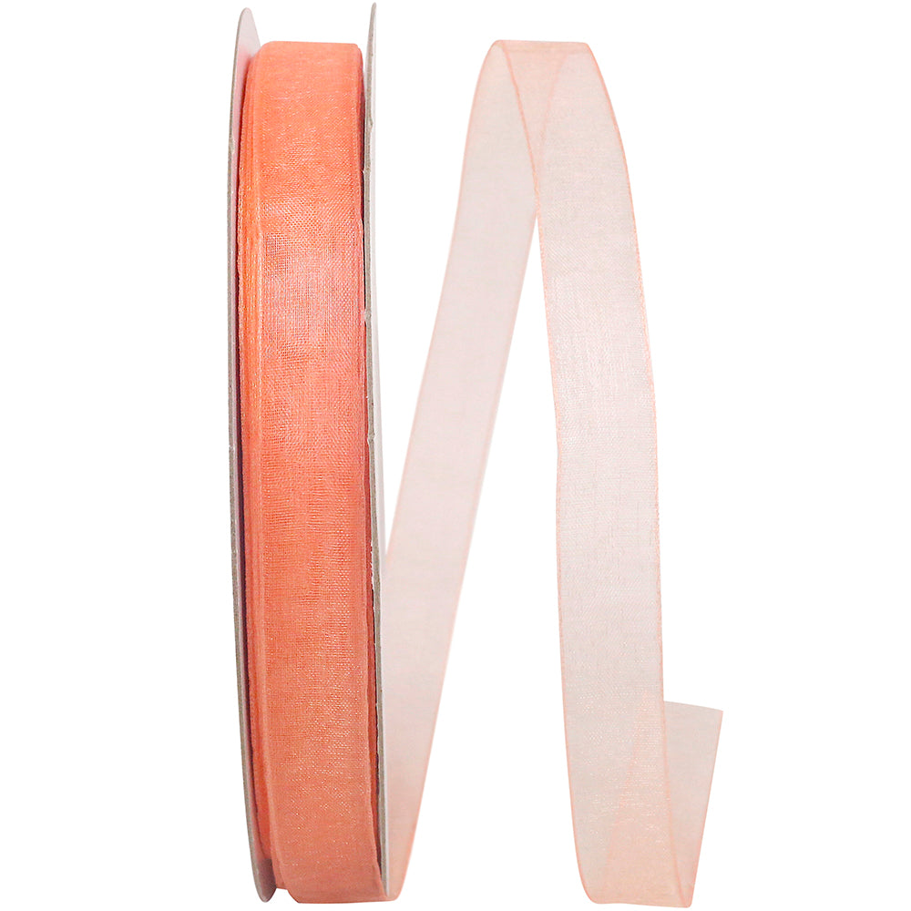 Peach Chiffon Mono Sheer Ribbon 5/8 Inch for Bows