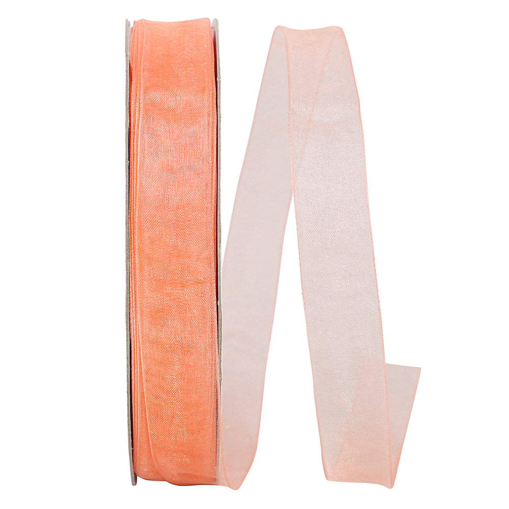 Peach Chiffon Mono Sheer Ribbon 7/8 Inch for Bows