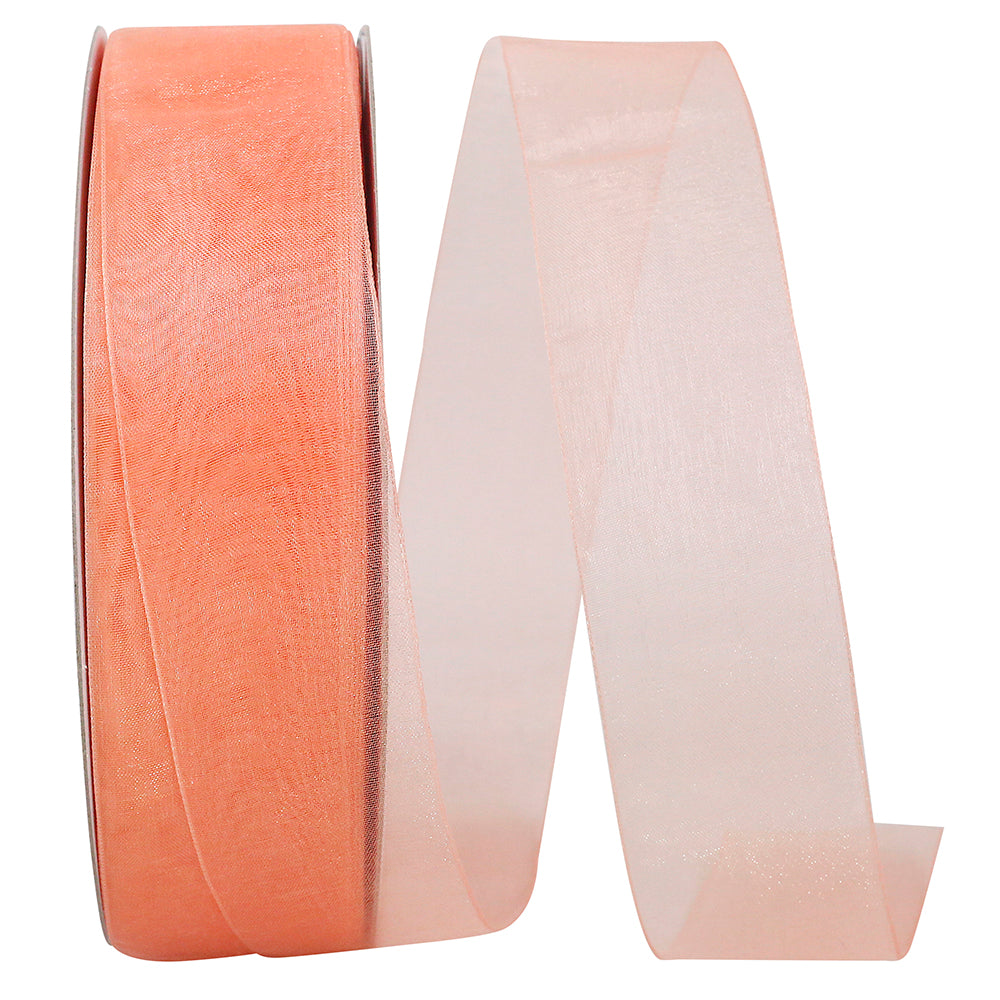 Peach Chiffon Mono Sheer Ribbon 1-1/2 Inch for Bows