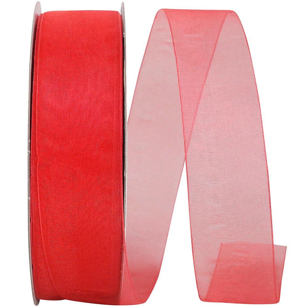 Red Chiffon Mono Sheer Ribbon 1-1/2 Inch for Bows