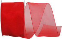 Red Chiffon Mono Sheer Ribbon 2-1/2 Inch for Wreaths