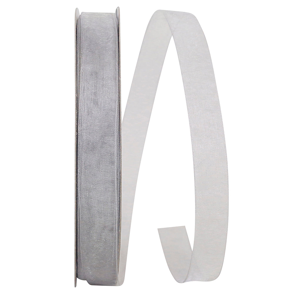 Silver Chiffon Mono Sheer Ribbon 5/8 Inch for Bows