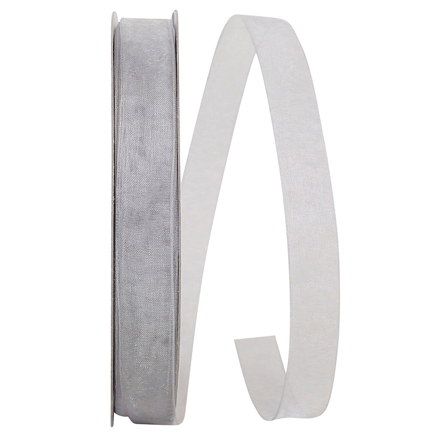 Silver Chiffon Mono Sheer Ribbon 5/8 Inch for Bows