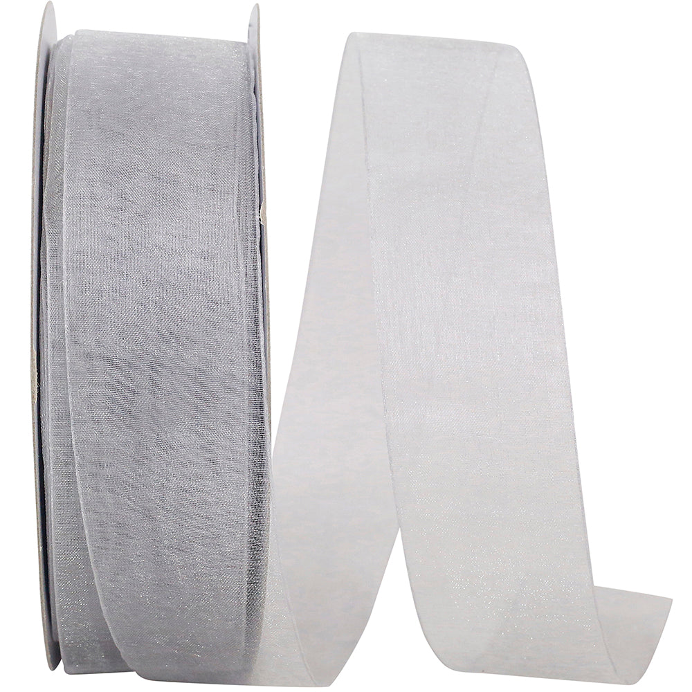 Silver Chiffon Mono Sheer Ribbon 1-1/2 Inch for Bows