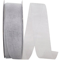 Silver Chiffon Mono Sheer Ribbon 1-1/2 Inch for Bows