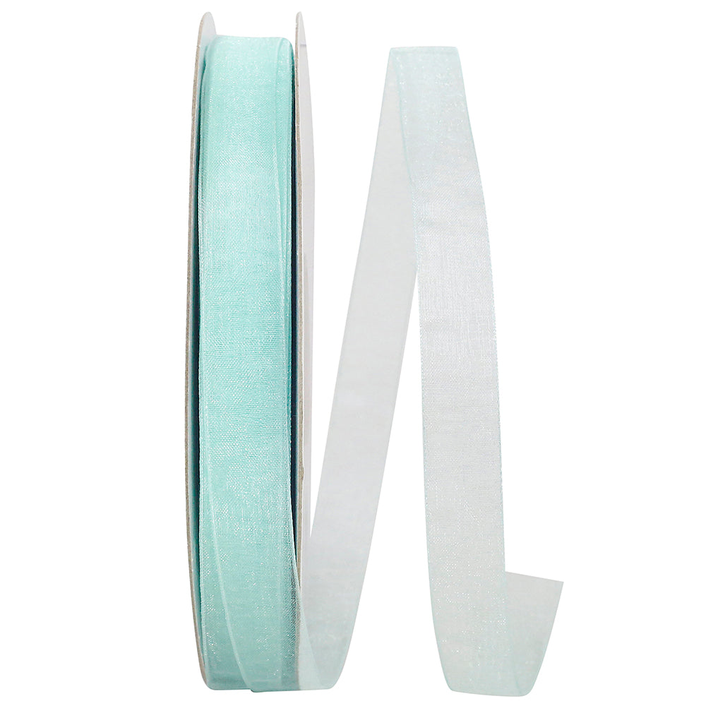 Aqua Chiffon Mono Sheer Ribbon 5/8 Inch for Wreaths