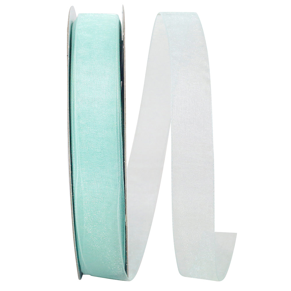 Aqua Chiffon Mono Sheer Ribbon 7/8 Inch for Wreaths
