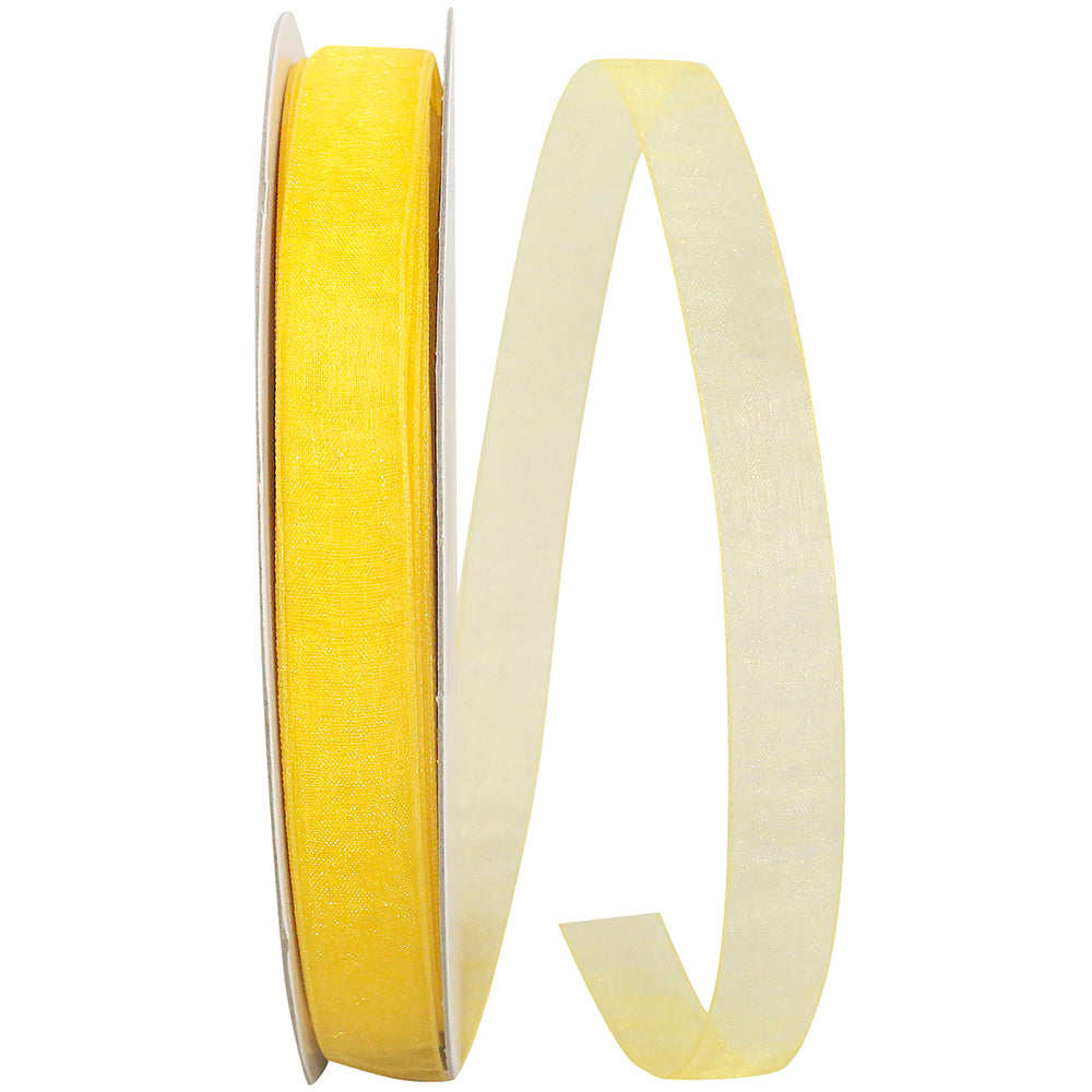 Chiffon Mono Sheer Ribbon Yellow 5/8 Inch for Bows