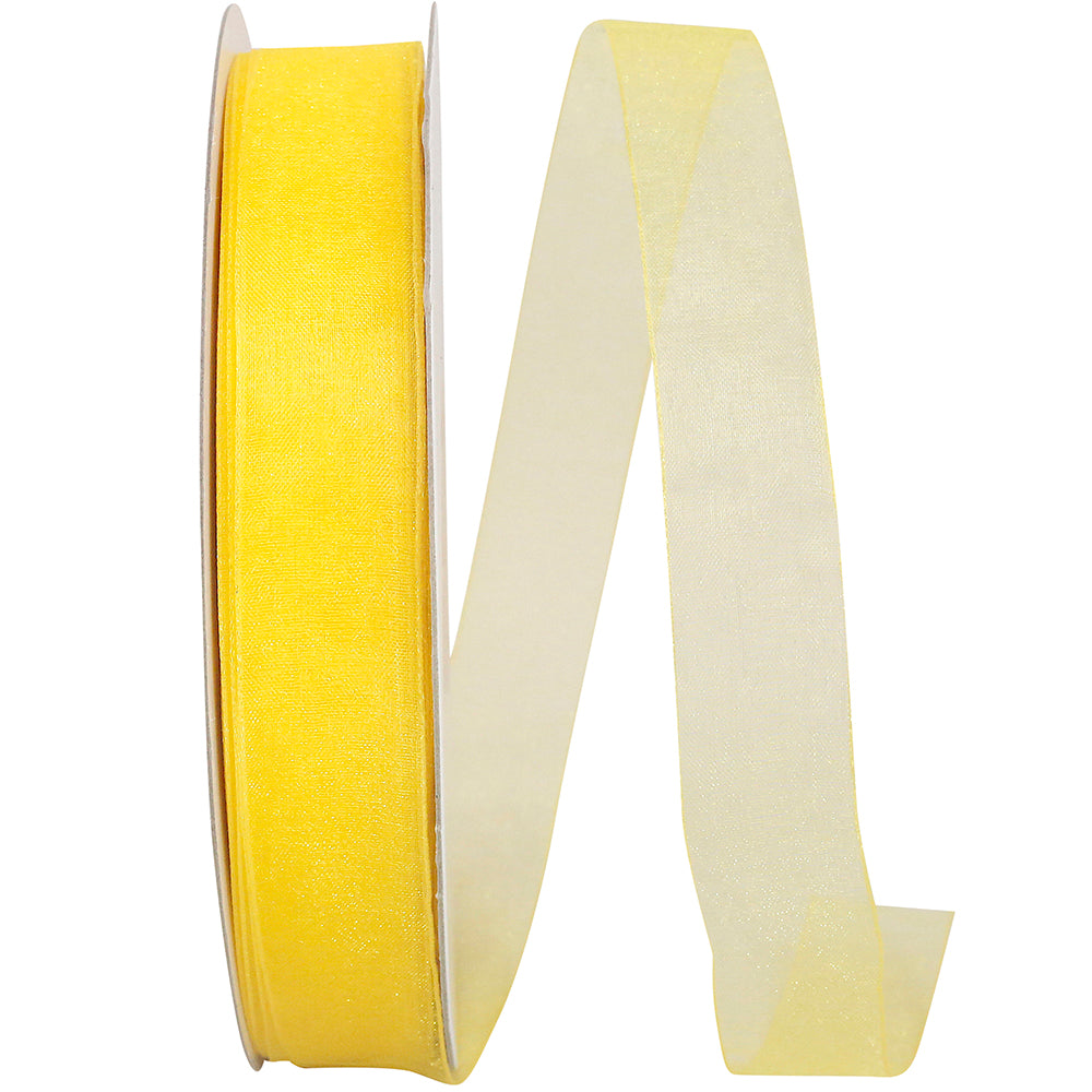 Chiffon Mono Sheer Ribbon Yellow 7/8 Inch for Bows