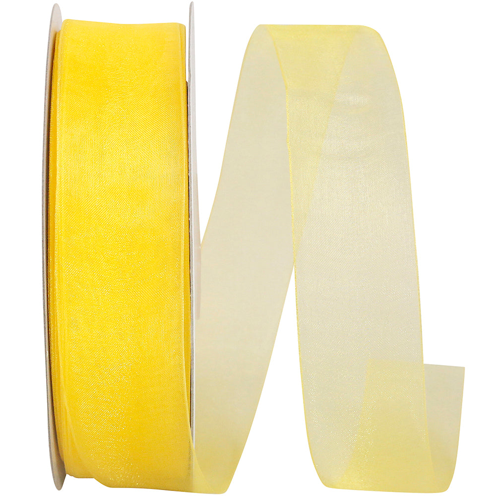 Chiffon Mono Sheer Ribbon Yellow 1-1/2 Inch 100 Yards